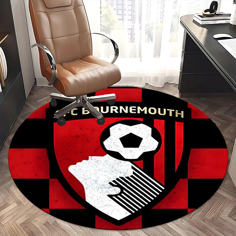 AFC Bournemouth, Fußball-Abzeichen Stuhlmatte Runde Teppichboden Büroteppich, Rutschfest, Geeignet für Wohnzimmer, Schlafzimmer Dekor1205050a