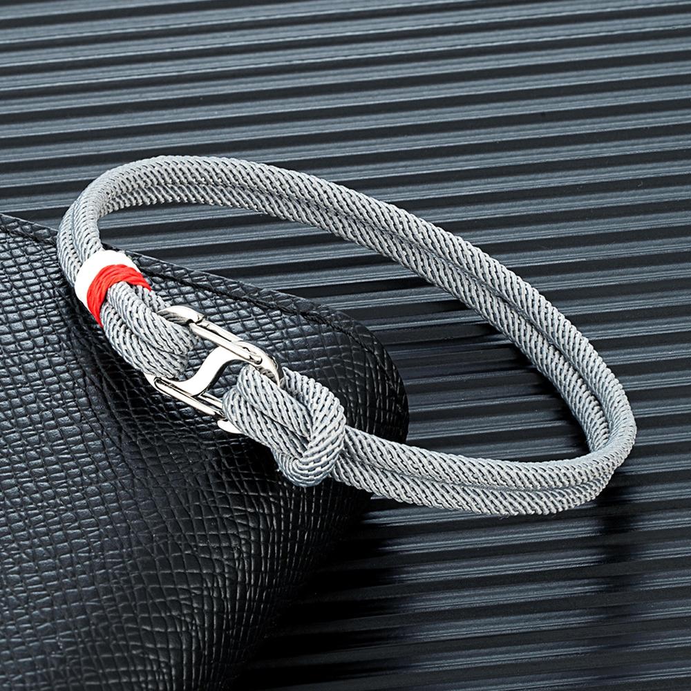 Navy Blue Braided Rope Bracelet Stainless Steel Double Push Carabiner Clasp Survival Bracelet for Men Women Couple Gifts