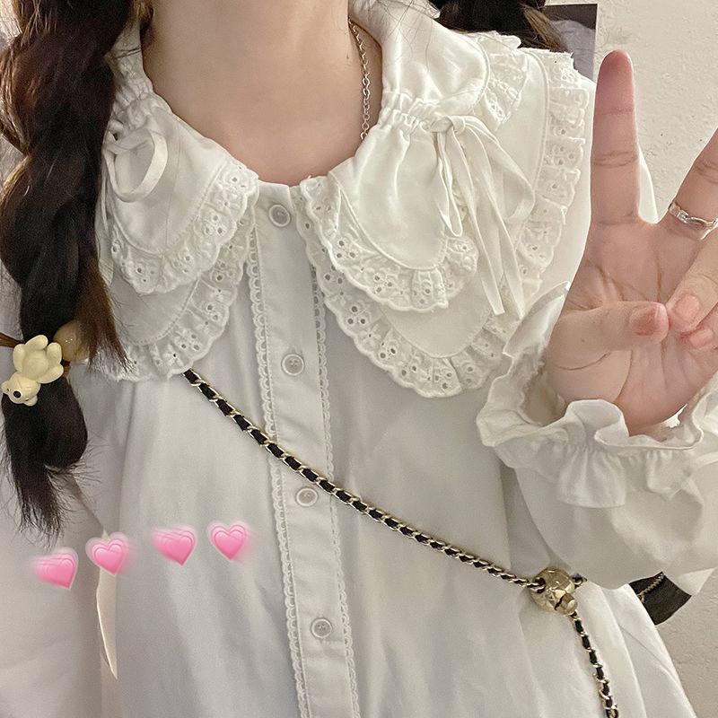 Chemise Femme été En Coton Et Lin - Col Claudine Et Manches Volantées - Légère Et Confortable Pour Un Style Décontracté