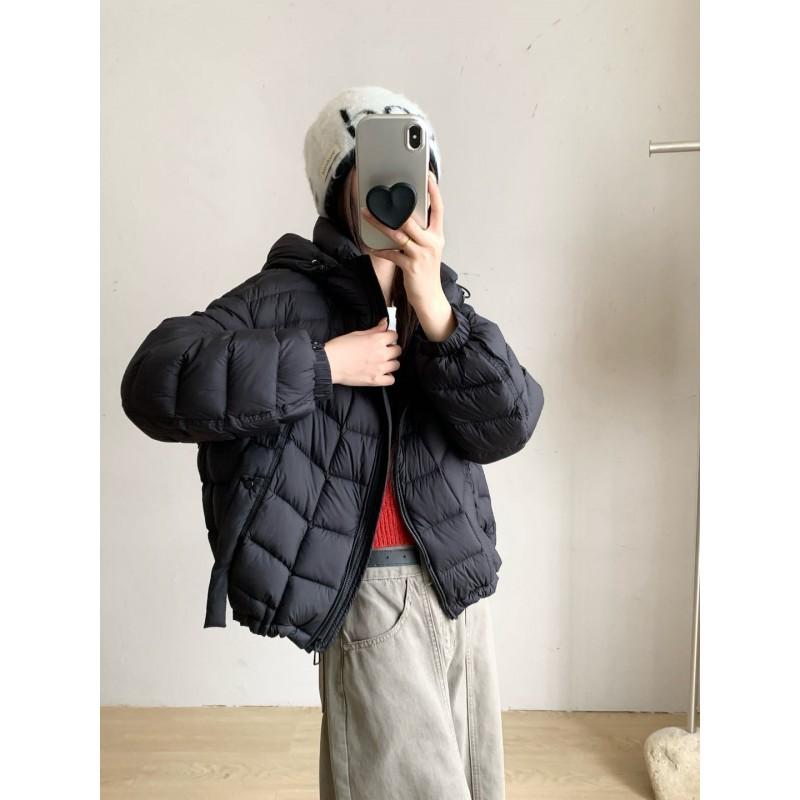 Womens Lightweight Hooded Down Jacket 90% White Duck Short Puffer Coat Korean Style Slim Fit
