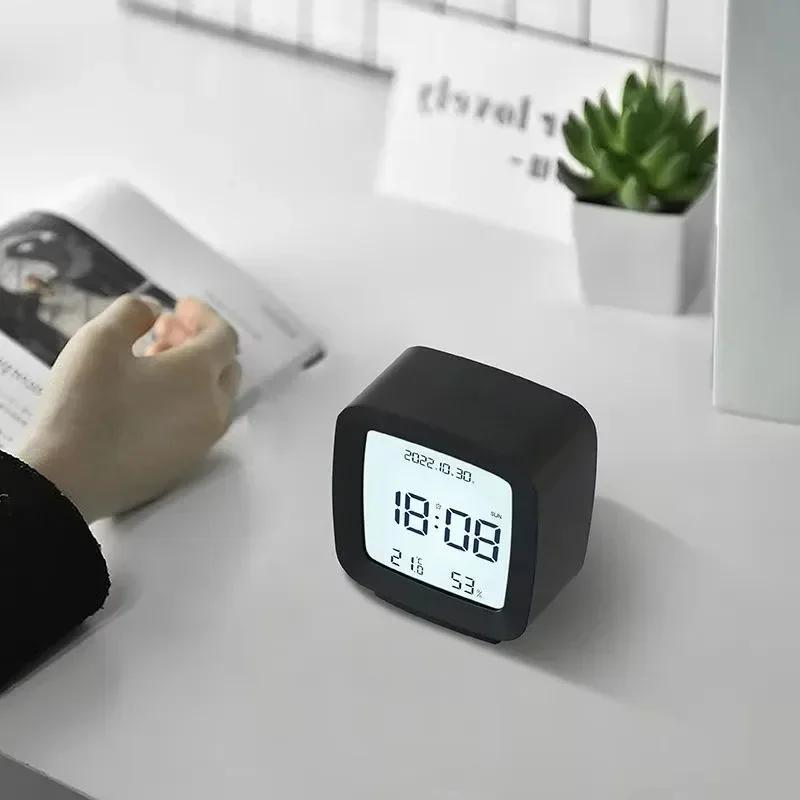 Desk Decor LCD Digital Alarm Clock Indoor Temperature and Humidity Portable Desk Clock Electronic Bedroom Decoration Table home