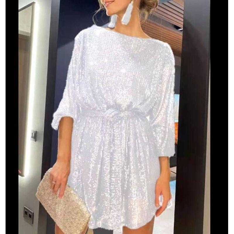

Festival Party Glittering Crystal Tuxedo Dress White S