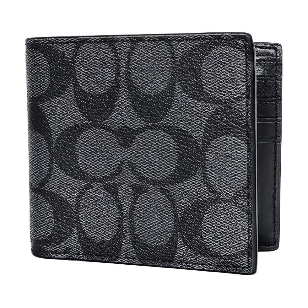 COACH Men 3 IN 1 Wallet Charcoal / Black (Unisex) Wallets 74993 CQBK