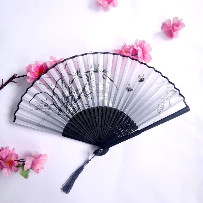 Vintage Bamboo Silk Women's Folding Fan - Portable Dance Gift
