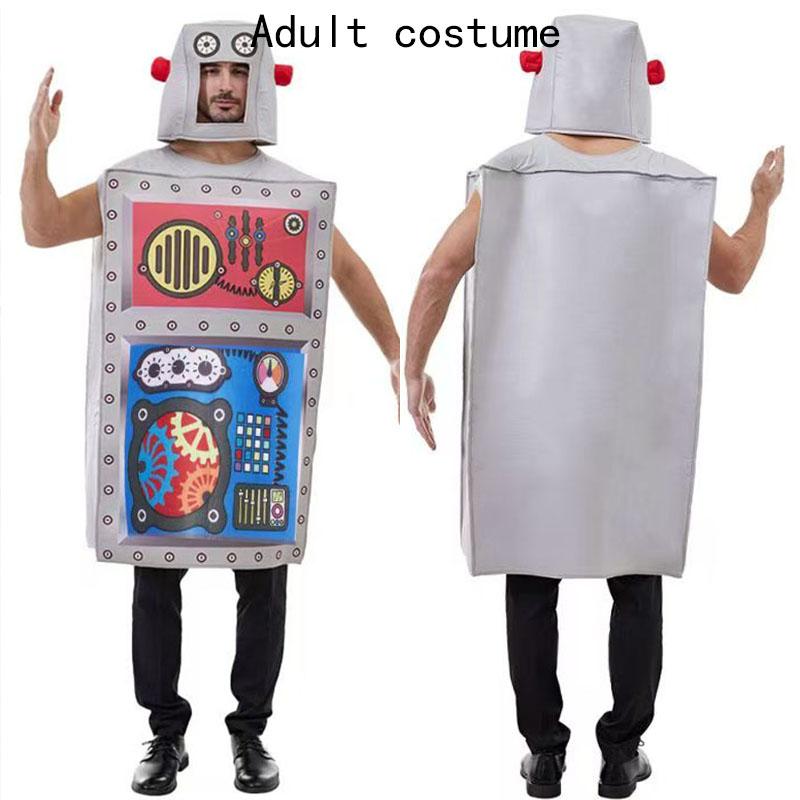 Funny Robot Cosplay Costume Unisex Sponge Jumpsuit With Hat Carnival Party Stage Performance Outfits For Halloween