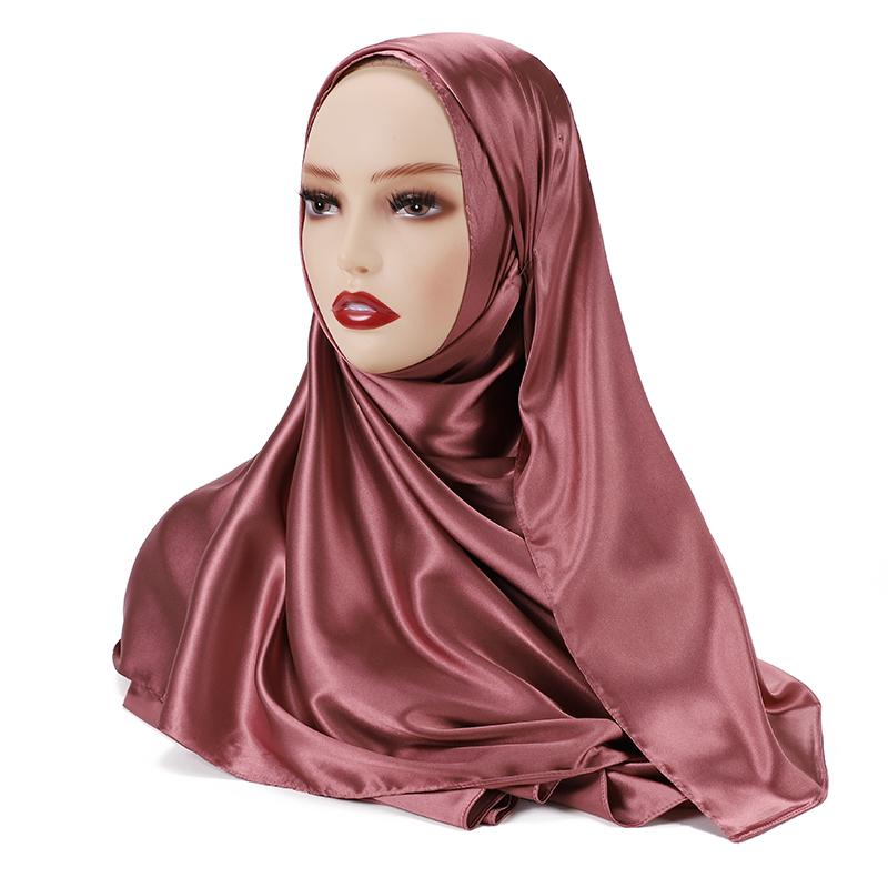 Muslim Silk Satin Scarf Women Luxury Design Shawl Satin Hijab Muslim Lady Smooth Shawl Silk Scarves Tudung