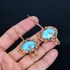 Larimar Earrings, 999 Copper Wire Wrapped Jewelry, Gemstone Earrings, Gift For Her Handmade Dainty Jewelry