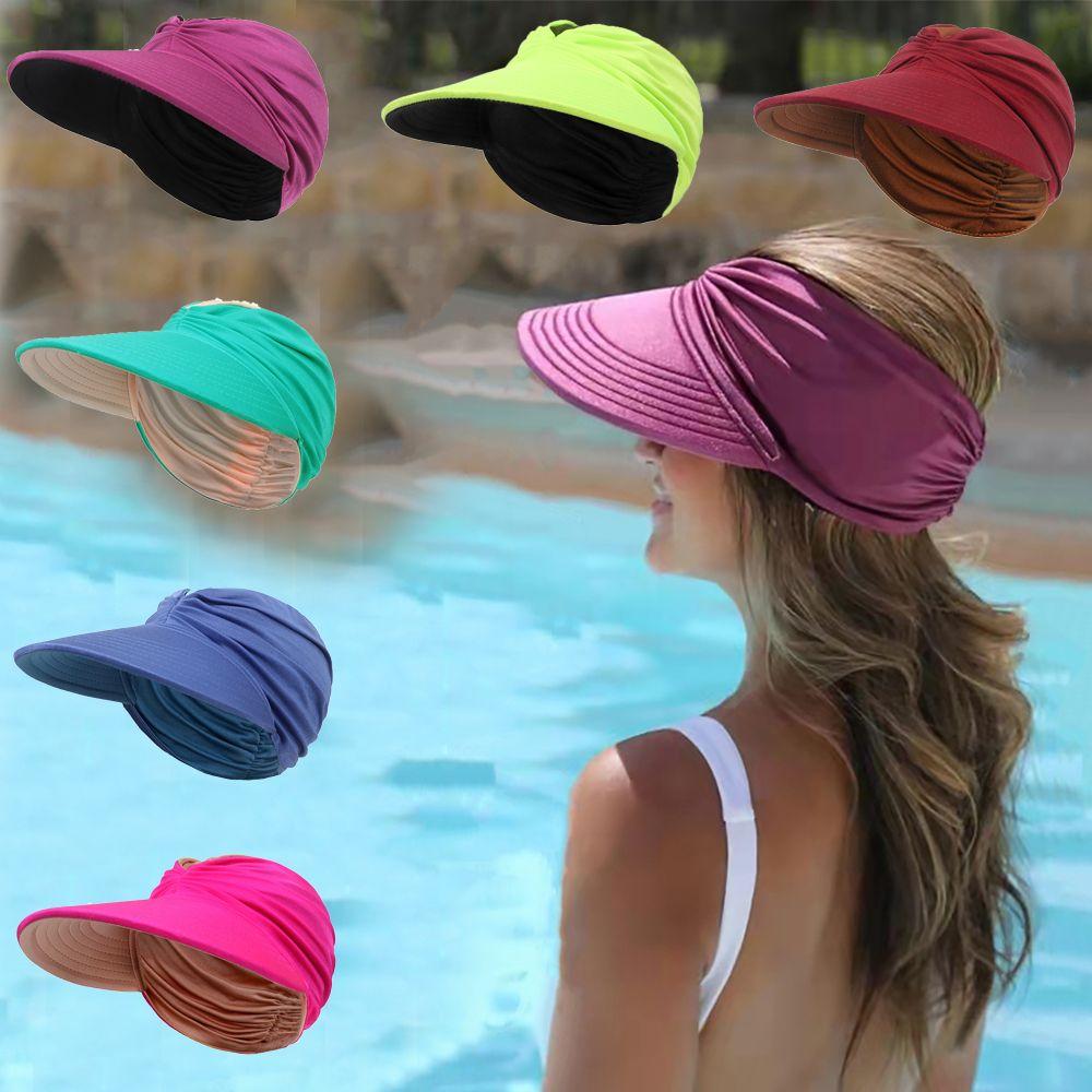

Travel Flexible Anti-UV Summer Double-sided Visor Hat Beach Cap Baseball Cap Sun Protection Hats navy blue & camel