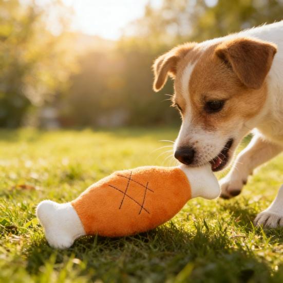 Plüsch Hähnchenschenkel Hundespielzeug Bein Plüschtier Universell Quietschendes Küken Welpe Katze Zahnungs-Interaktives Kauspielzeug