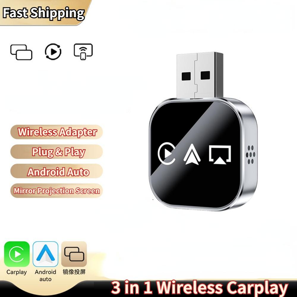 2025 Upgrade 3 in 1 Wireless Carplay Mirror Link Adapter Instant Wired to Wireless Conversion Plug & Play for Wired Carplay