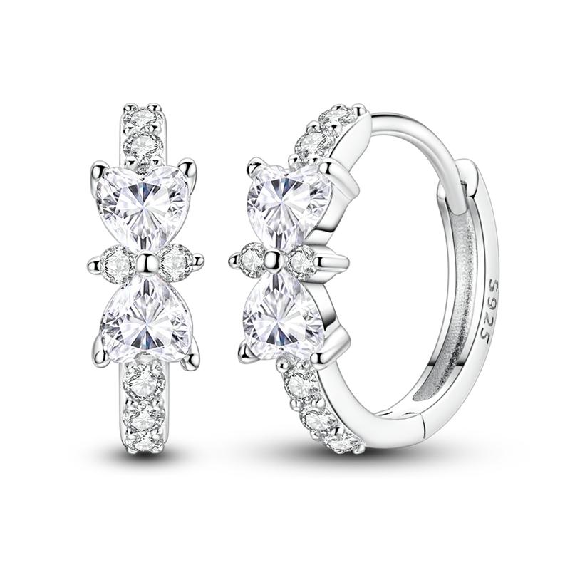 New 925 Silver Earrings Simple Bow Strawberry Butterfly Hoop Stud Earrings for Wedding Party Women Jewelry Girls