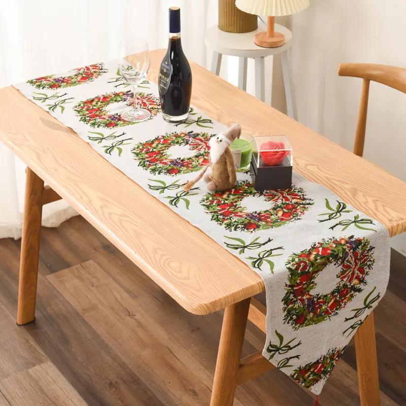 Table Runner Merry Christmas Decoration for Home Xmas Party Decor Navidad Ornament Happy New Year YFA2220