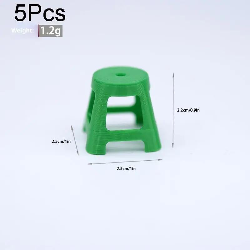 5Pcs/Set Dollhouse Miniature Plastic Stools Model Mini Simulation Chairs Ornaments Dolls House Decor Pretend Play Toy For Kids