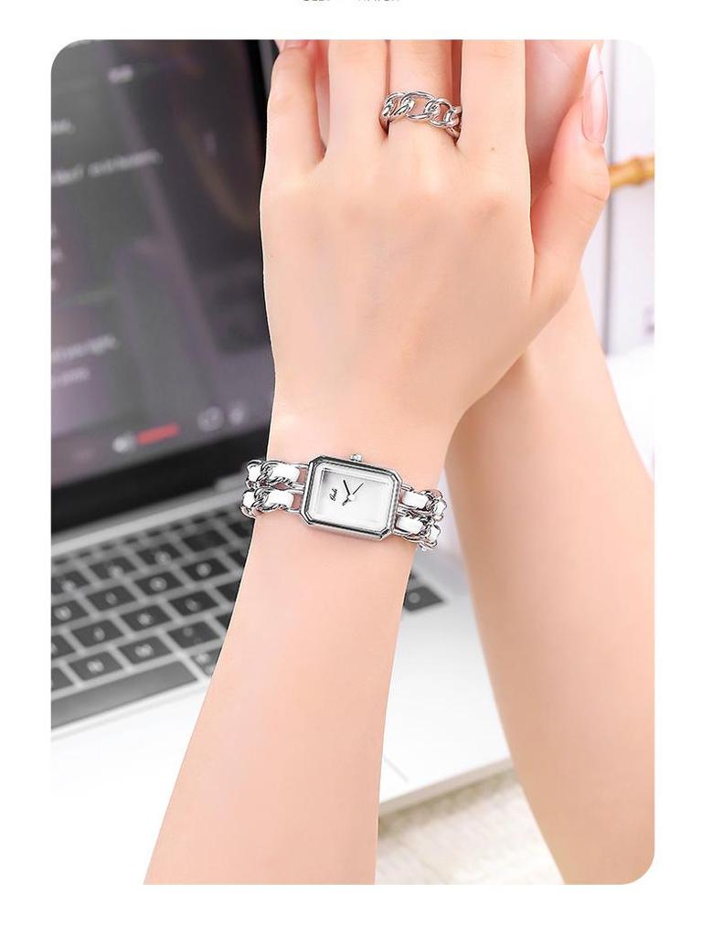 Gedi Elegant Small Square Women's Quartz Watch with Niche Bracelet Style