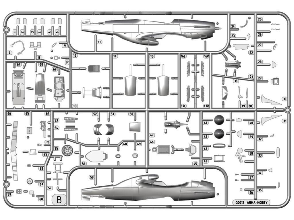 Arma Hobby Mustang Plastic Model Kit ADL70071 1/72 P-51K (Airplane)