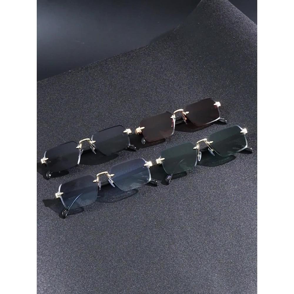 European and American Fashionable Frameless Square Glasses with Multi Colored Cut Edge Design, Suitable for Both Men and Women for Party Photography