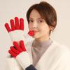 Long Autumn and Winter Touch Screen Korean Finger exposed Cute Knitted Wool Gloves for Winter Windproof Thickened Warm Gloves