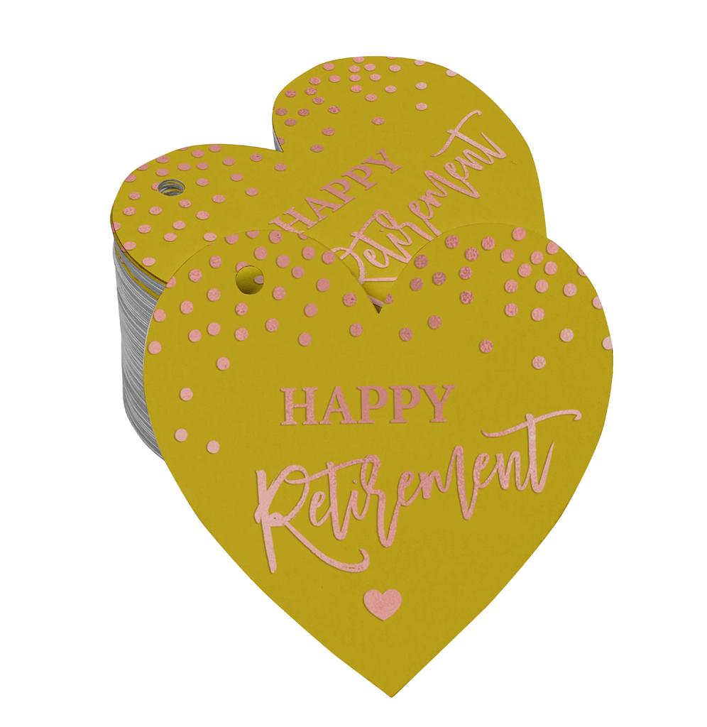 Inkdotpot Silver Foil Paper Hang Tag Happy Retirement Favor Tag 100 Pieces
