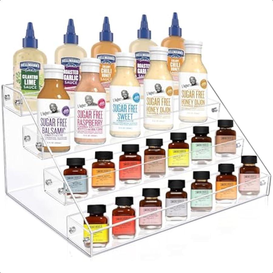 

4-ярусный органайзер для специй, органайзер для приправ, прозрачный акриловый вертикальный держатель для специй, полки для столешницы, шкафа, кладовой, кухни United States