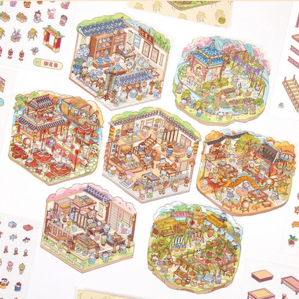 Mini Size 3D Landscape Sticker PET Pocket Sticker Book New DIY Sticker Books  For Kid Children