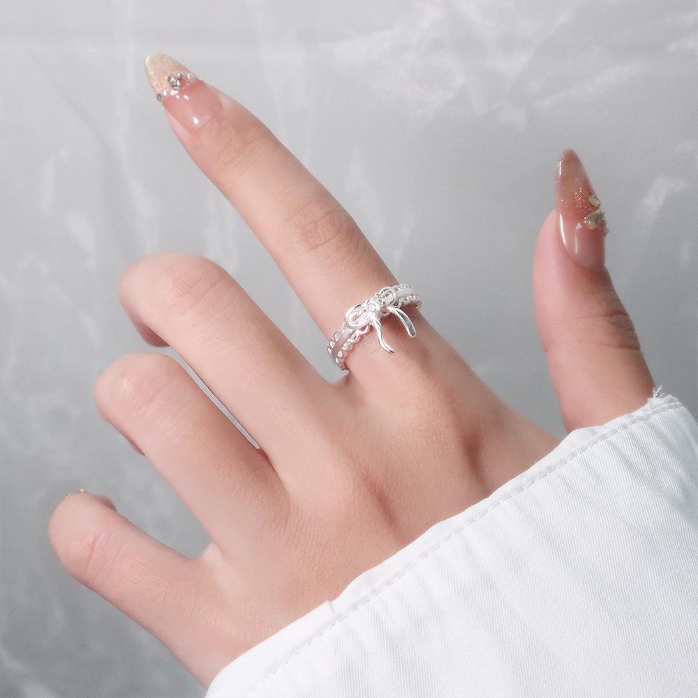 Exquisite Gold Open Ring: Japanese & Korean Style, Diamond-Studded Thin Band, Stackable & Elegant Finger Jewelry