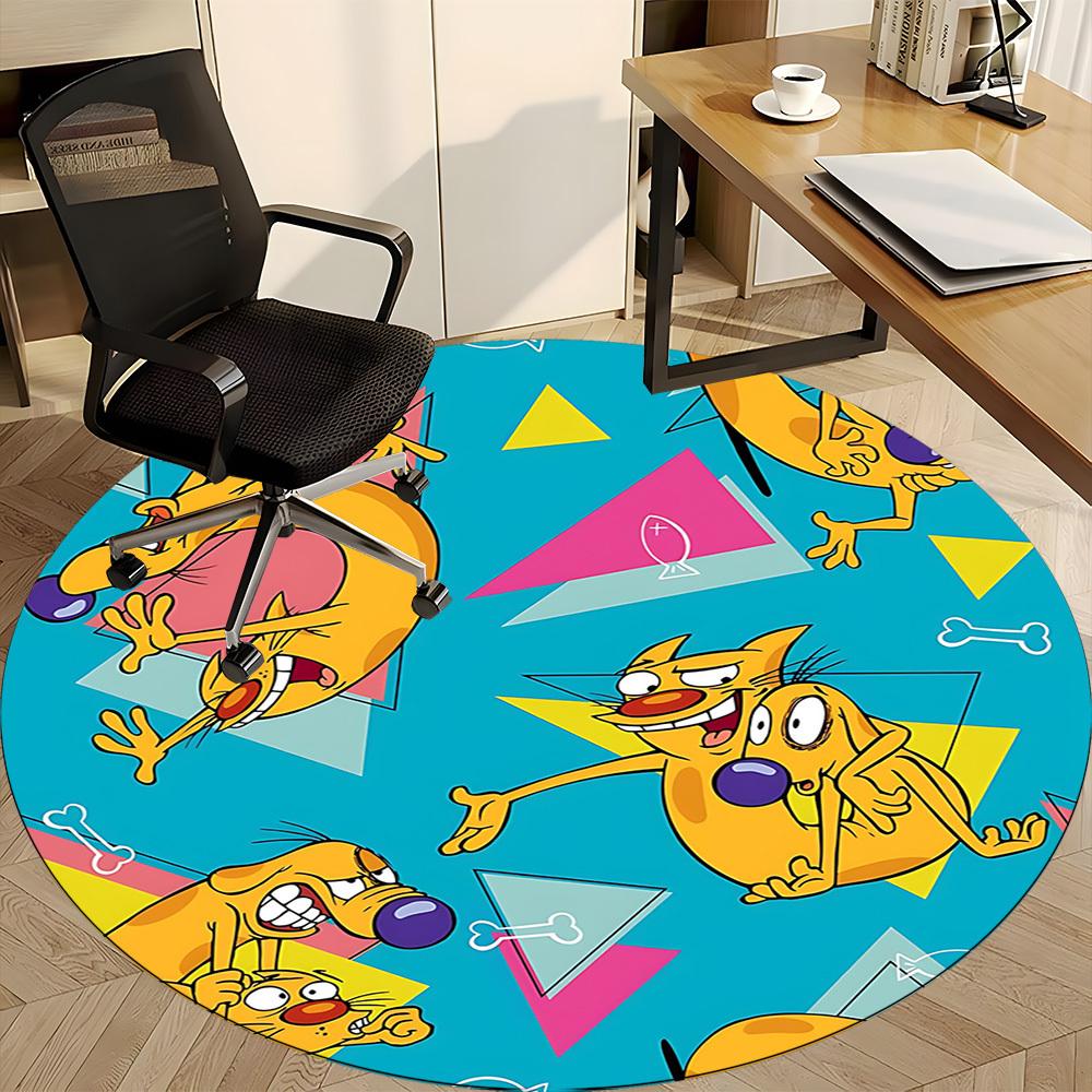 1pc CatDog Office Round Area Rug, Bedroom Living Room Home Decor, Room Deco,  Offic A1016081