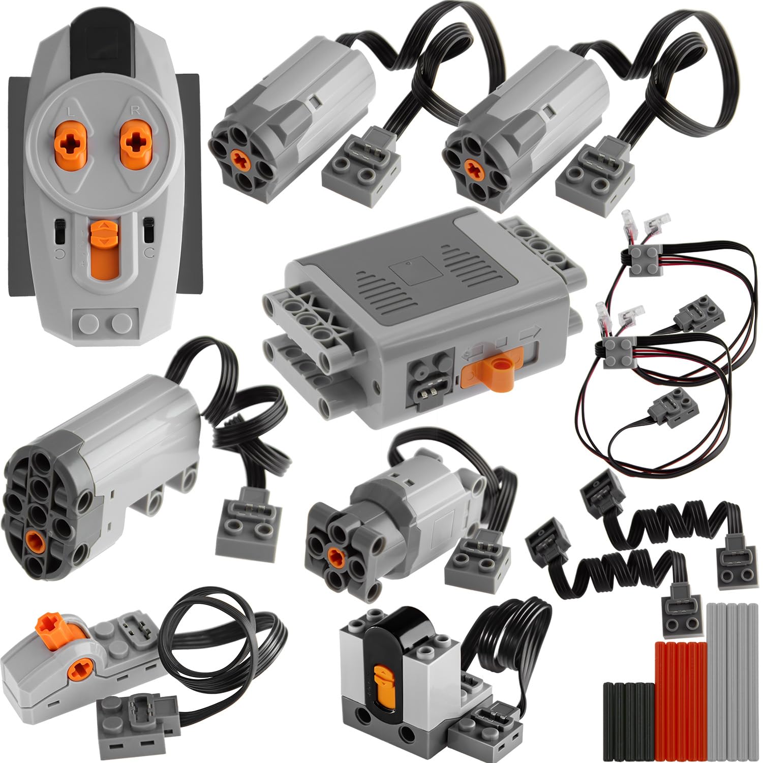 

TEESE 27-Piece Technic Electric Building Kit with Remote Control, Receiver, Box, Switch, and Light Cable, Compatible with LEGO Technic Building Parts