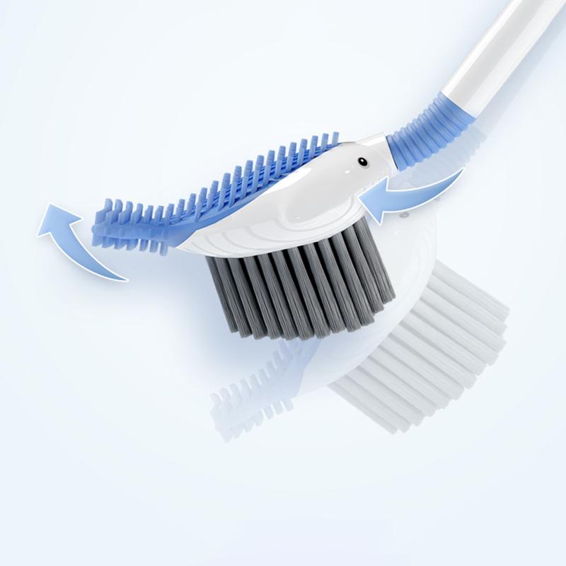 Silicone Toilet Brush Set Hanging Hole Non-Slip Toilet Scrubber Wall-Mounted Durable Toilet Cleaner With Holder Bathroom