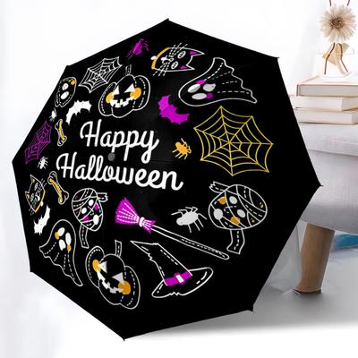 1pc Happy Halloween Theme Pattern Automatic Umbrella Is Fashionable and Good Looking, a Portable 3 Fold Umbrella, Suitable for Travel and Daily Use