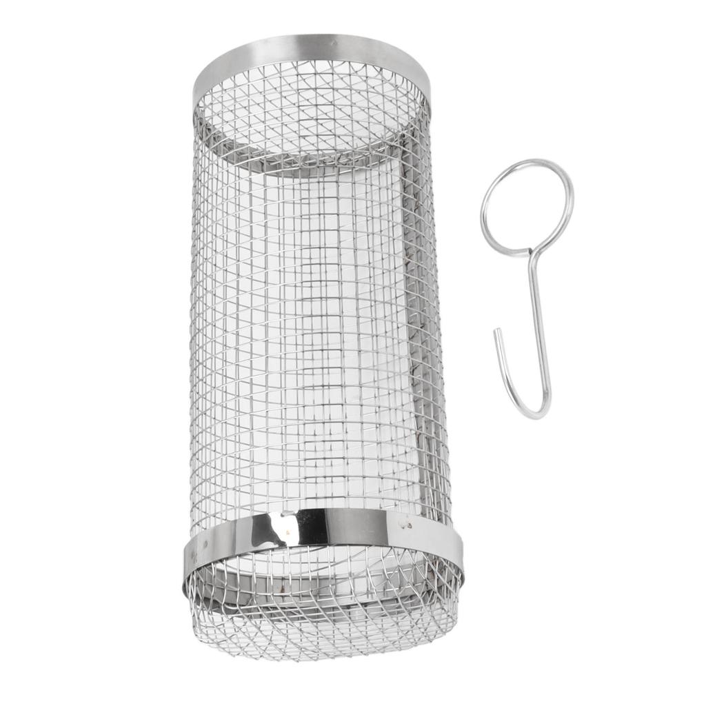 Barbecue Grilling Basket Stainless Steel Heat Resistant Rust Prevention BBQ Grill Cage with Hook