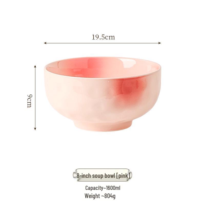 2025 Stylish Pink Ceramic Tableware Set: Elegant Plates and Deep Fruit Bowls