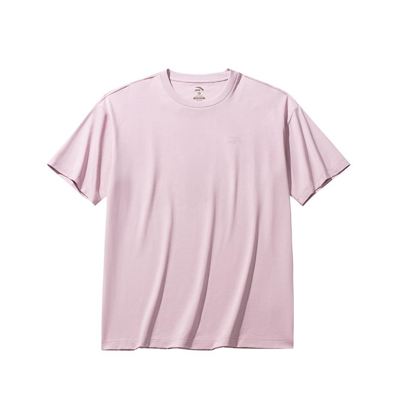 Anta Comfortable Breathable Solid Color Round Neck Versatile Short Sleeve T-Shirt Men Tops Champs-Elysees-Pink 972528125-3