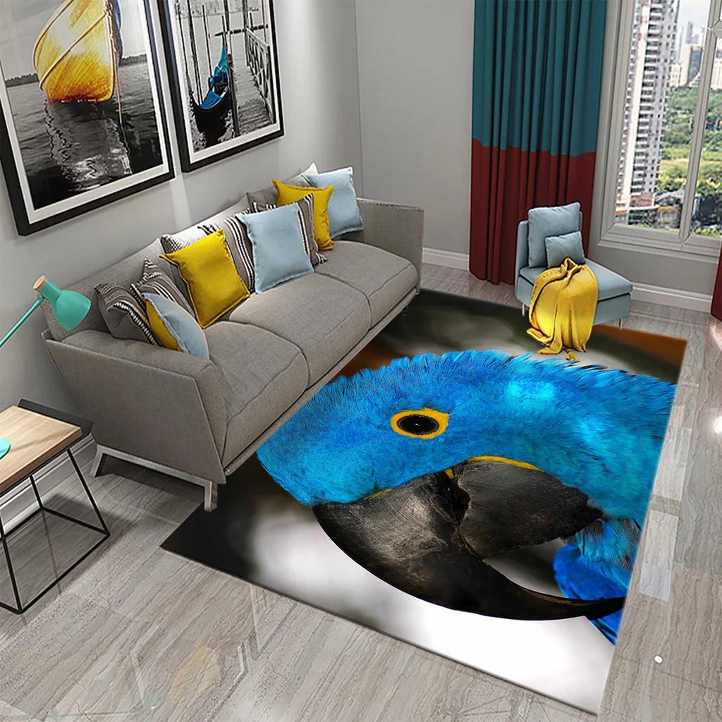 Colorful Parrot Carpet Animal Flower Rugs Kitchen Bathroom Entrance Non-Slip Carpet Bedroom Living Room Sofa Chair Decor Rugs