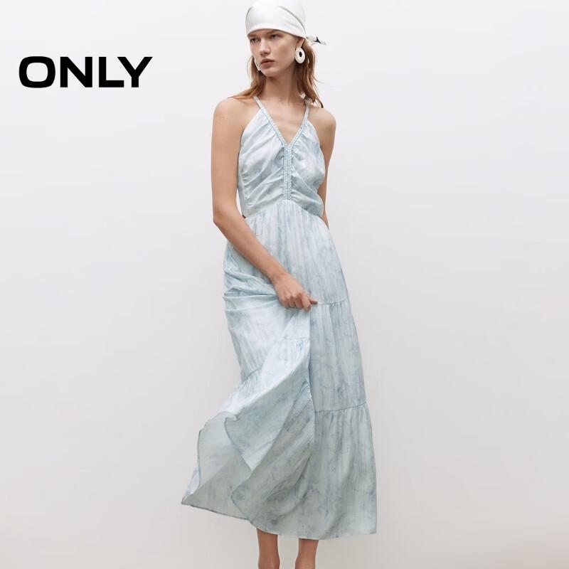 ONLY 2025 Floral Print V-Neck Tie-Front Midi Dress