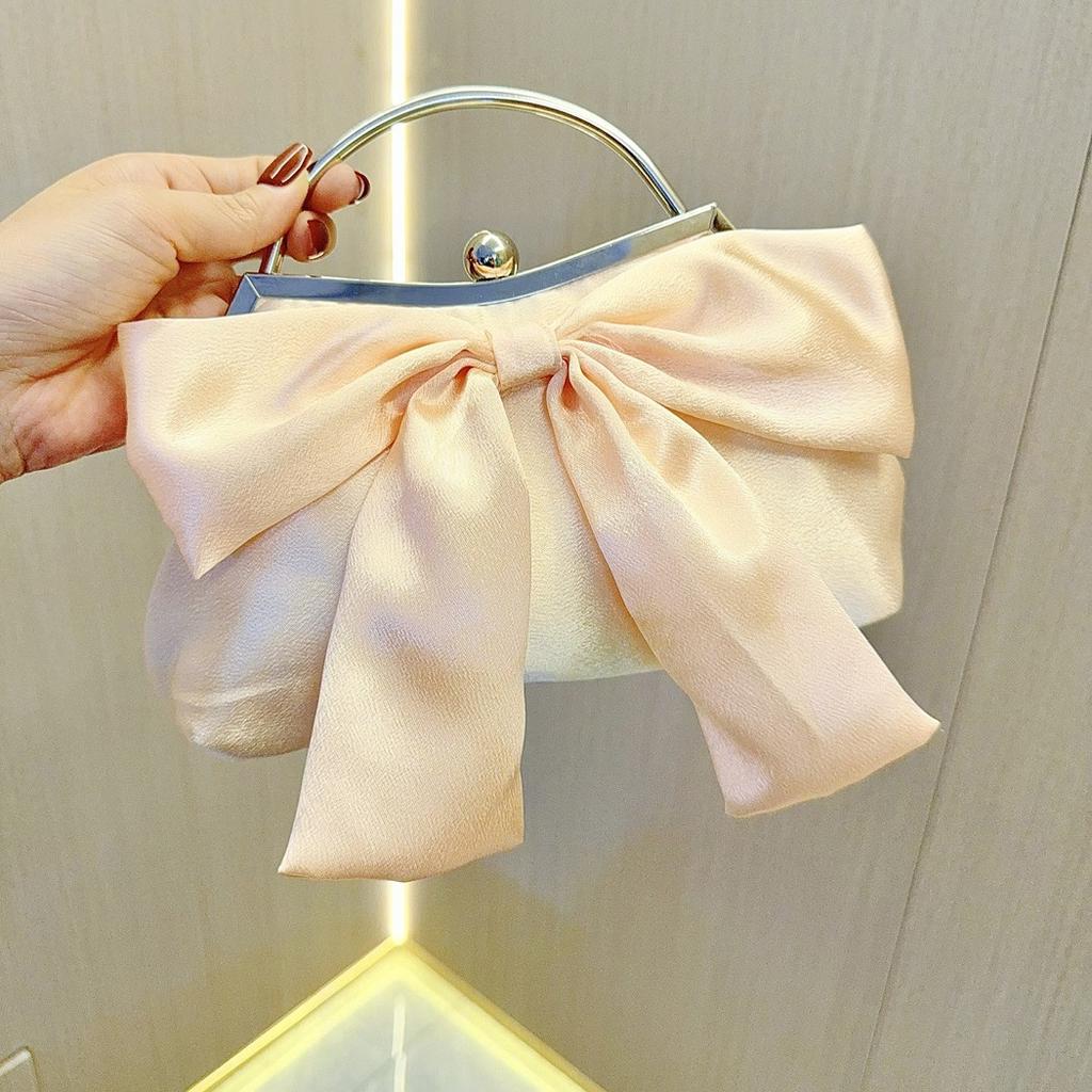 Luxury White Wedding Party Evening Bags For Women Chain Shoulder Crossbody Bags Bow Tie Clutch Ladies Dinner Bags