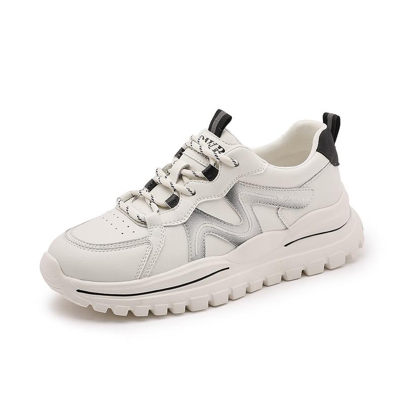

Leather little white shoes women s 2025 spring new breathable platform sports shoes casual women s shoes lightweight and versatile dad shoes 40
