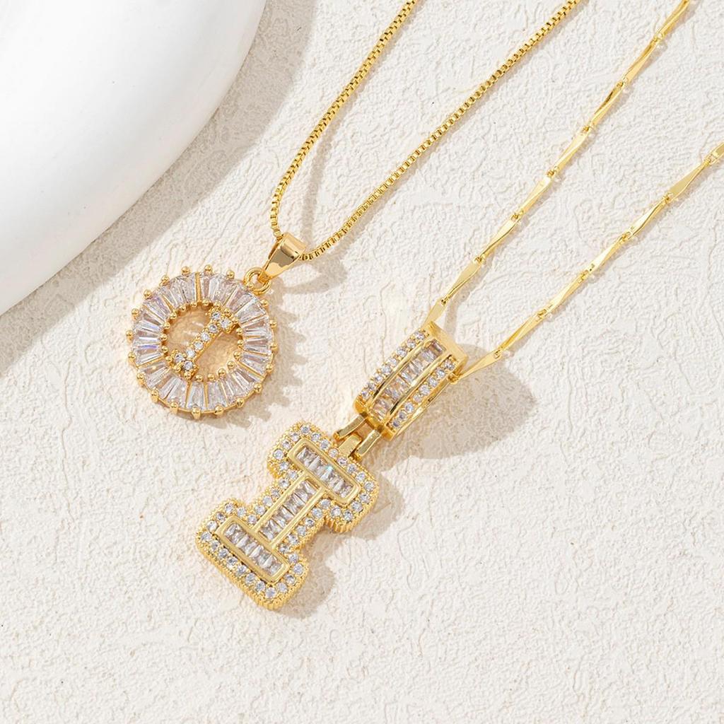 Luxury Zircon Letter & Candy Flower Pendant Necklace with Melon Seed Chain