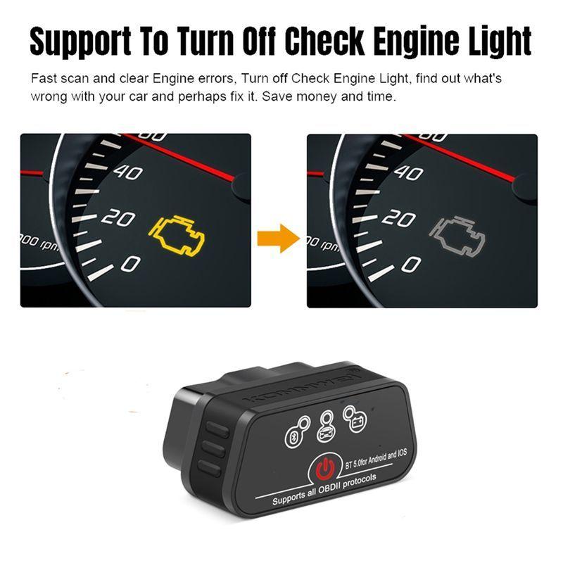Efficientt-KONNWEI KW901 ELM327 V1.5 Bluetooth 5.0 ELM 327 V1 5 Auto OBD 2 Car Diagnostic Tools For Android/IOS OBDII OBD2 Scann
