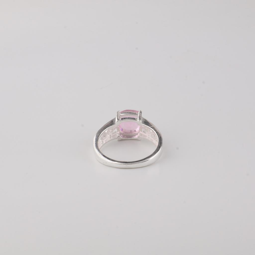 Natural Morganite Gemstone Silver Ring, Women's Wedding Jewelry, 925 Sterling Silver Zircon Ring For Bride CZR-15-9