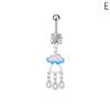 Stainless Steel Clouds Water Drop Navel Ring Zircon Barbell Pendant Belly Button Ring For Women Body Piercing Jewelry