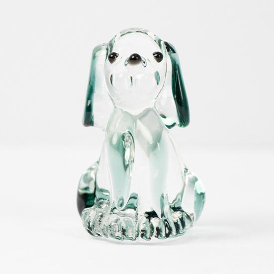 Hand Blown Mini Glass Dog Figurine Handmade Faux Crystal Cute Dog Statue Collectible Animal Ornament for Home Decor Pet Lover Gifts