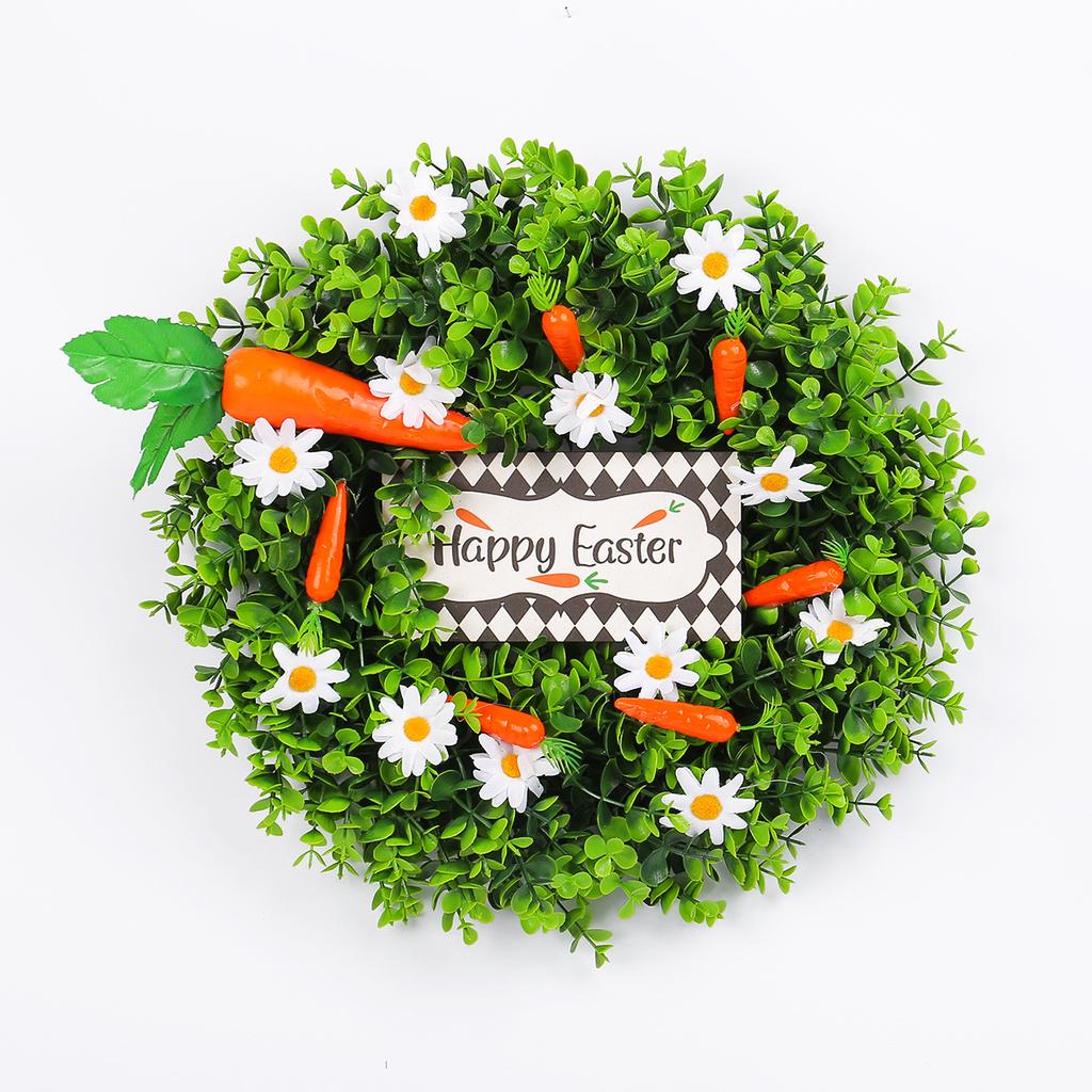 Easter Wreath Small Daisy Carrot Happy Easter Eucalyptus Leaf Home Door Hanging