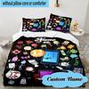 Custom Name 3PCS Happy Anniversary Island Bedding Set, Including 1pc Duvet Cover And 2pcs Pillowcases, Suitable for Dorms and Bedrooms Gift