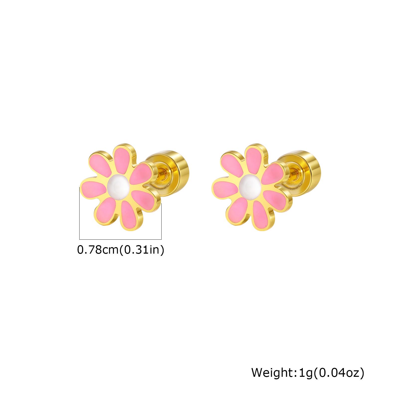 

Sunflowers Enameled Small Stud Earrings, Stainless Steel Daisy Earrings For Women, Floral Hypoallergenic Piercing Jewelry