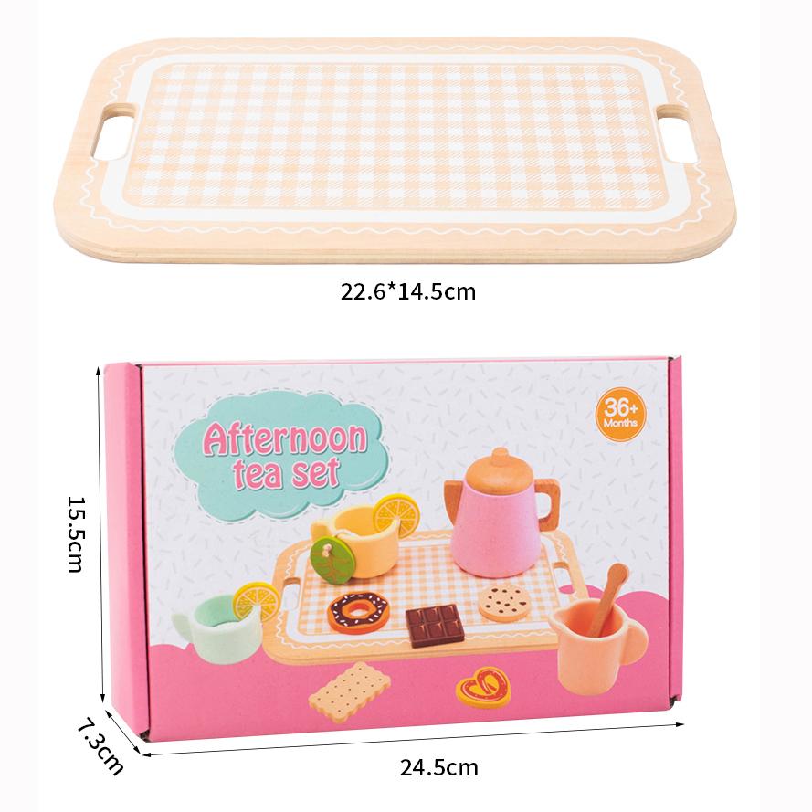 Montessori Wooden Tea Party Set for Kids Pretend Play Food Toy Set Kitchen Accessories Tea Time Party with Play Food for Girls