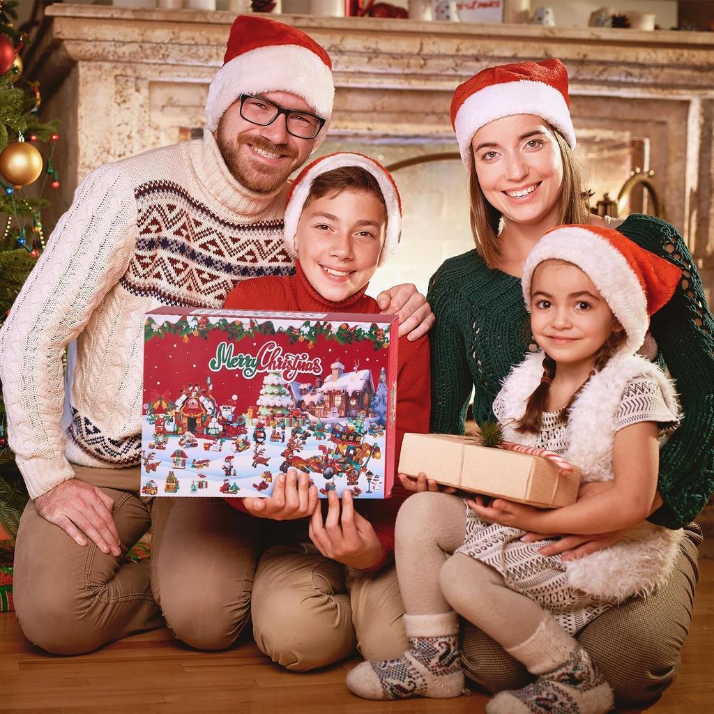 2024 Christmas Advent Calendar with Building Pretend Play Christmas Gift for Boys and Christmas Ages 6 and Up Blocks, Kids' Toy, 24-Day Countdown,