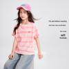 Princess Yuanyuan Girls' Pink Striped Heart Print Short Sleeve T-Shirt