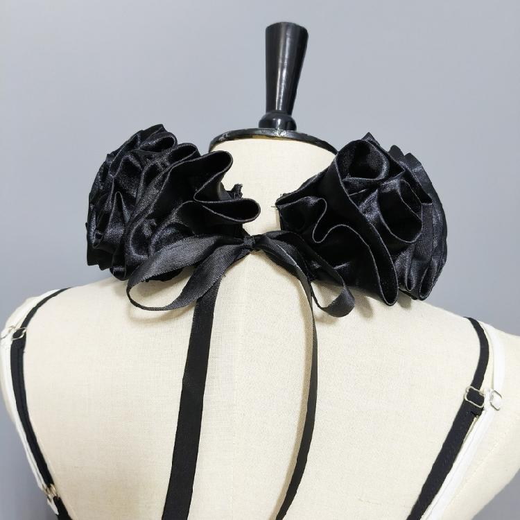 Detachable Ruffle Faux Collar Satins Shawl Wrap Role Play Clown Choker Neck Ruff Gothic Victorian Era Outfits for Women