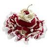 Lace Hairband Hair Barrette with Red Cream Styling and Fabric Ribbon Finish for Decorative Outfit Coordination and Photo Use