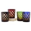 240ml Handmade Japanese Edo Kiriko Style Amber Whiskey Glass Tumbler for Home Bar Decor Rocks Bucket Cocktail Serving